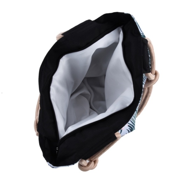 Tropical Green Leaves Pattern Canvas Tote Bag - Picture 8 of 9